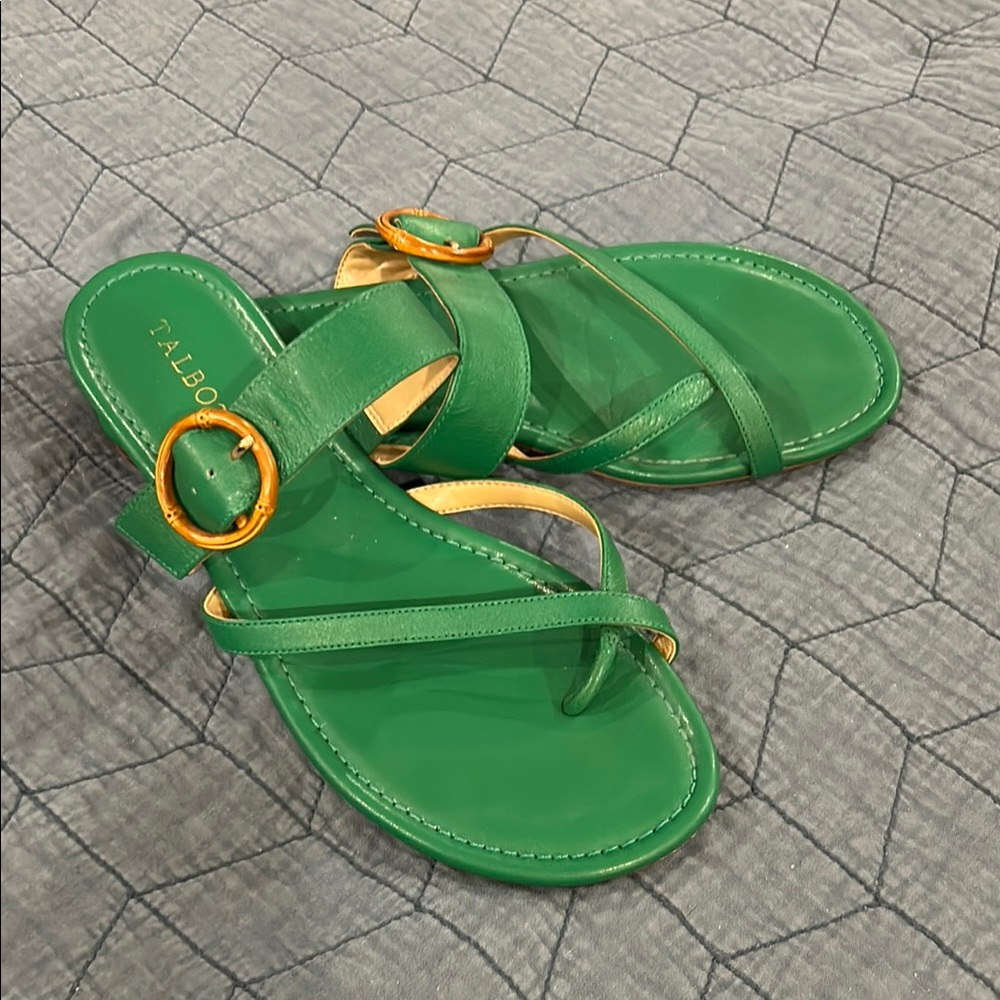 Talbots Green Sandals with Faux Bamboo Accent